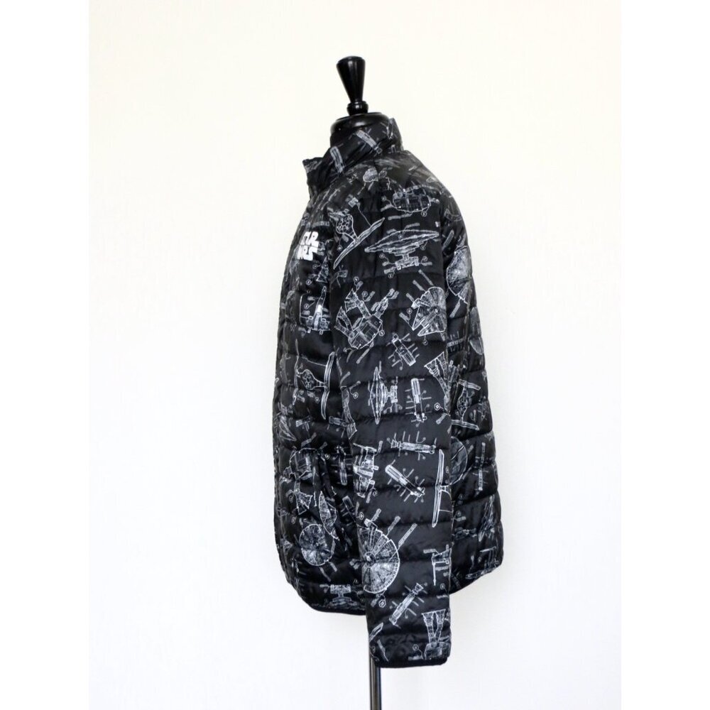 NEW! Disney Parks Star Wars Blueprint Quilted Puffer Jacket Black SZ M - Picture 3 of 6